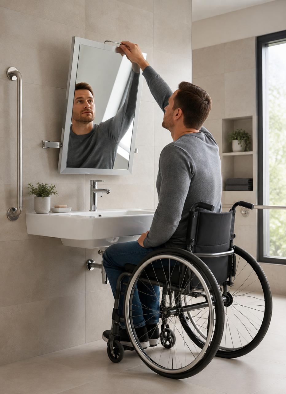 შშმ პირთა სარკე სახელურით/DISABLED MIRROR /  HANDLE  50x70 cm